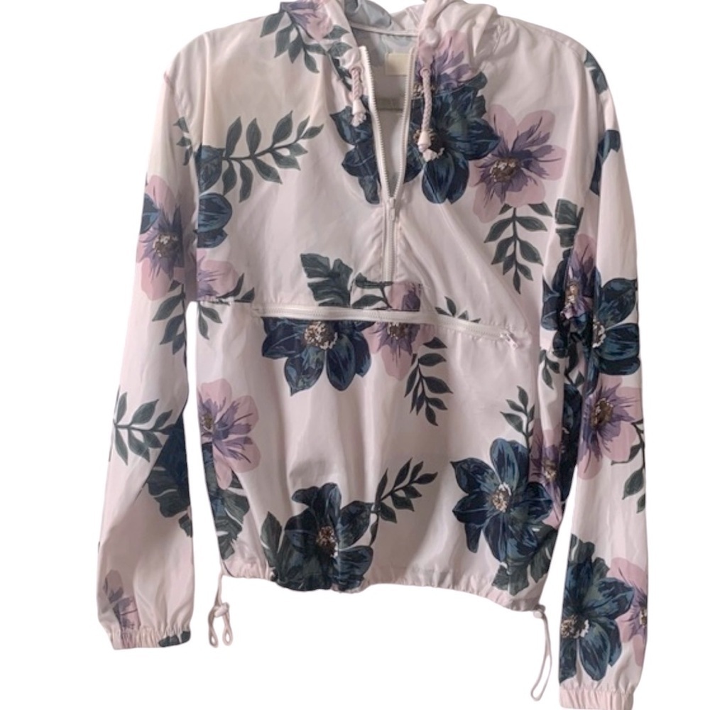 NWT Thread Supply Womens Floral Purple Half Zip Hooded Pullover Jacket Size M - Picture 3 of 10